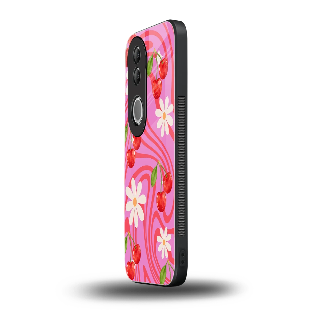 Floral Cherry vivo v50 mobile cover | shockproof glass phone case