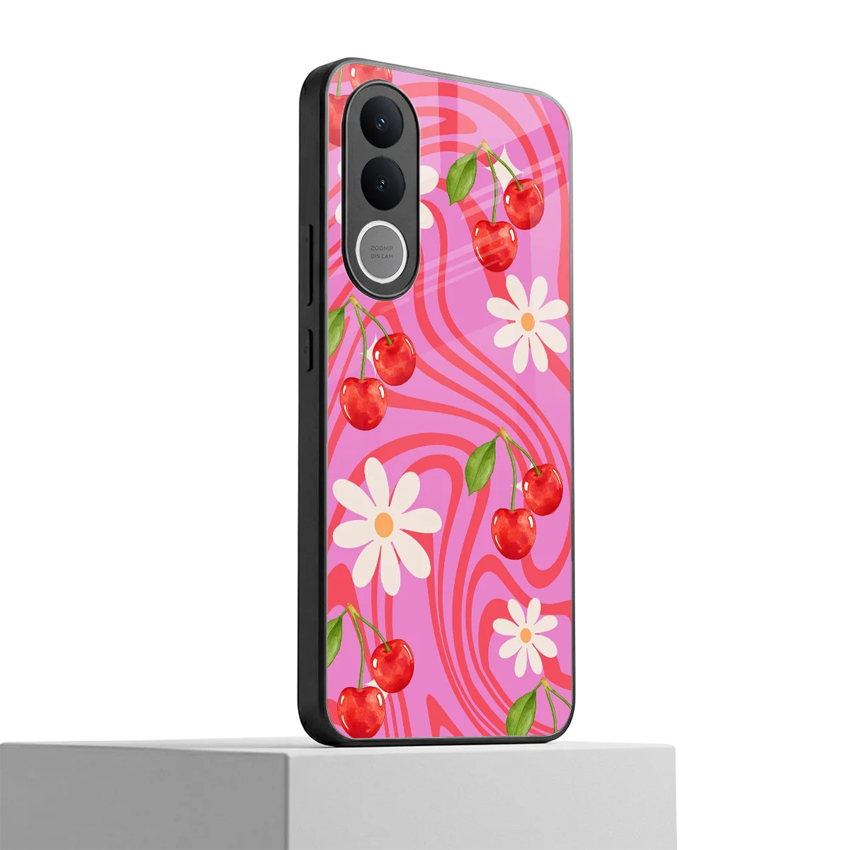 Floral Cherry vivo v70 fe mobile cover | shockproof glass phone case