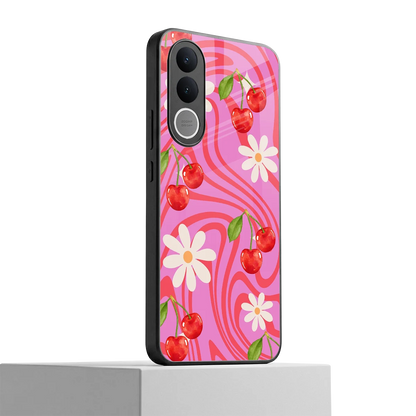 Floral Cherry vivo v70 fe mobile cover | shockproof glass phone case