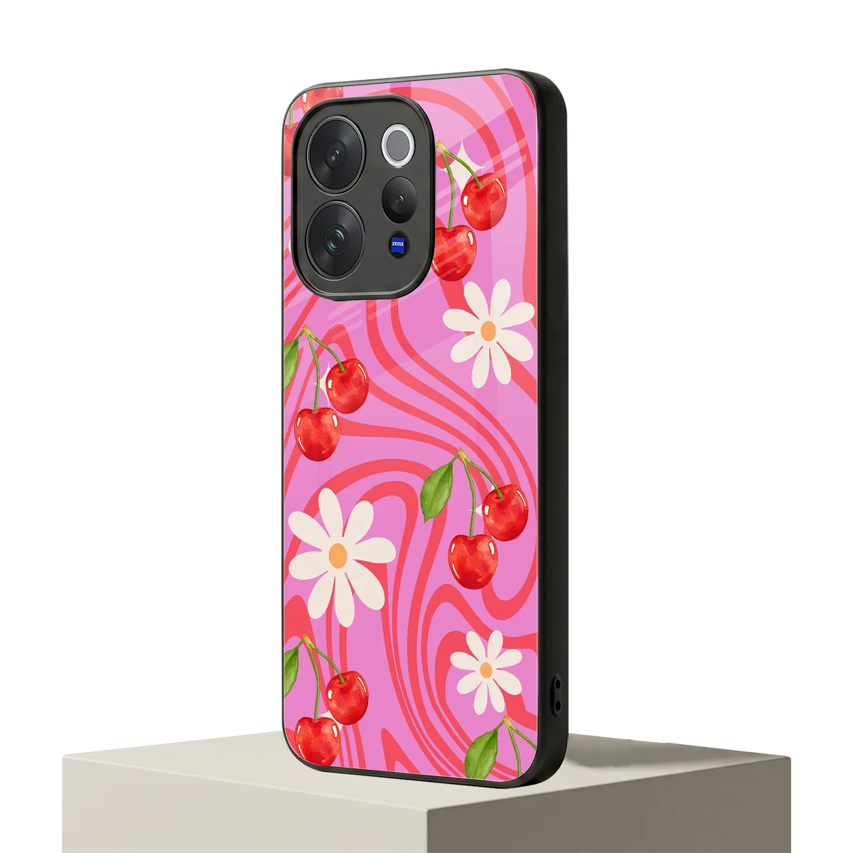 Floral Cherry vivo v70 mobile cover | shockproof glass phone case