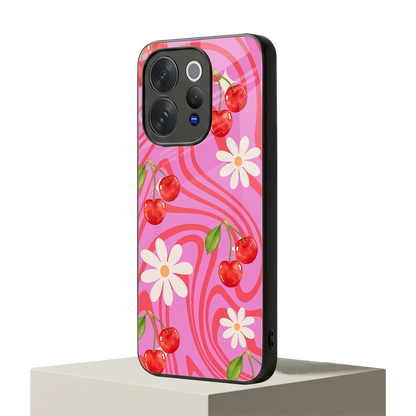 Floral Cherry vivo v70 mobile cover | shockproof glass phone case