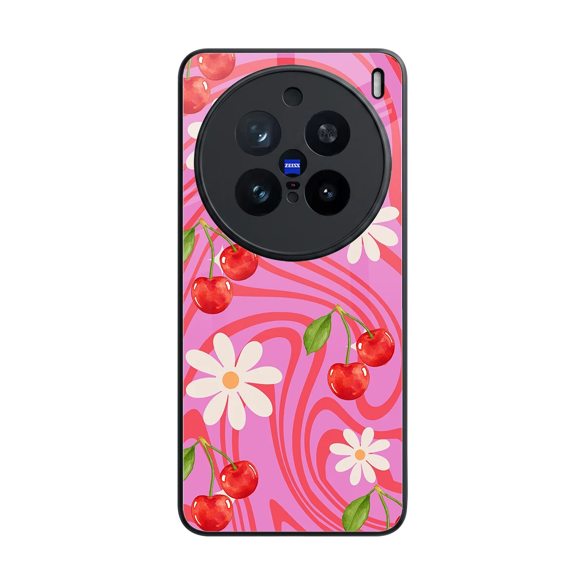 Floral Cherry back phone cover | glass case for vivo x200 pro