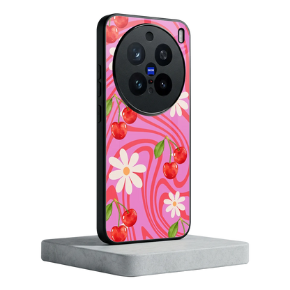 Floral Cherry vivo x200 pro mobile cover | shockproof glass phone case