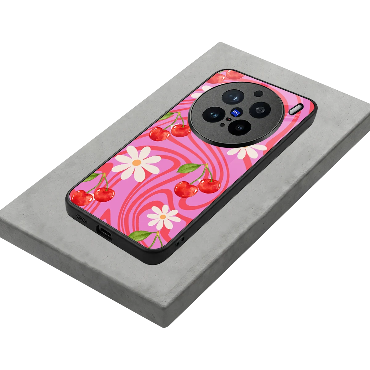 Floral Cherry stylish phone case for vivo x200 pro | glossy glass and slim fit