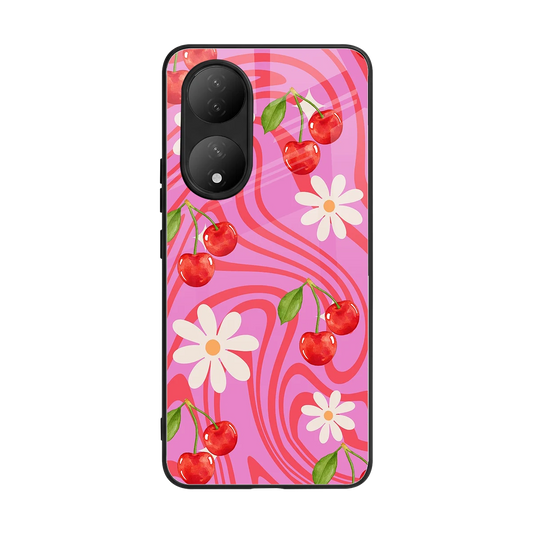 Floral Cherry back phone cover | glass case for Vivo-y100
