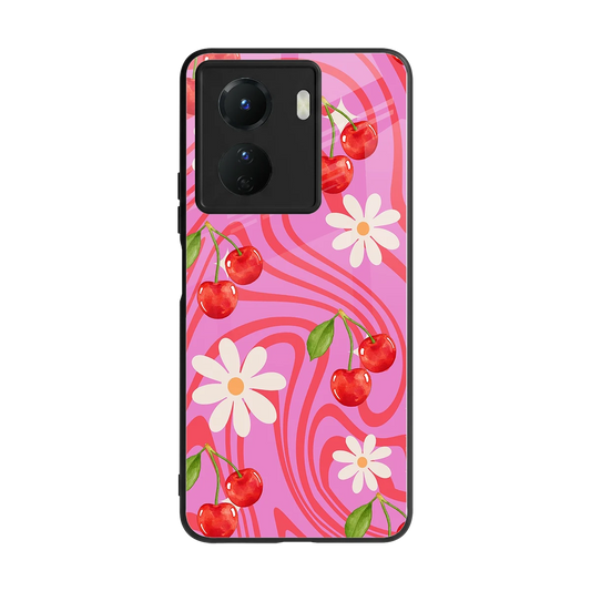 Floral Cherry back phone cover | glass case for vivo y16