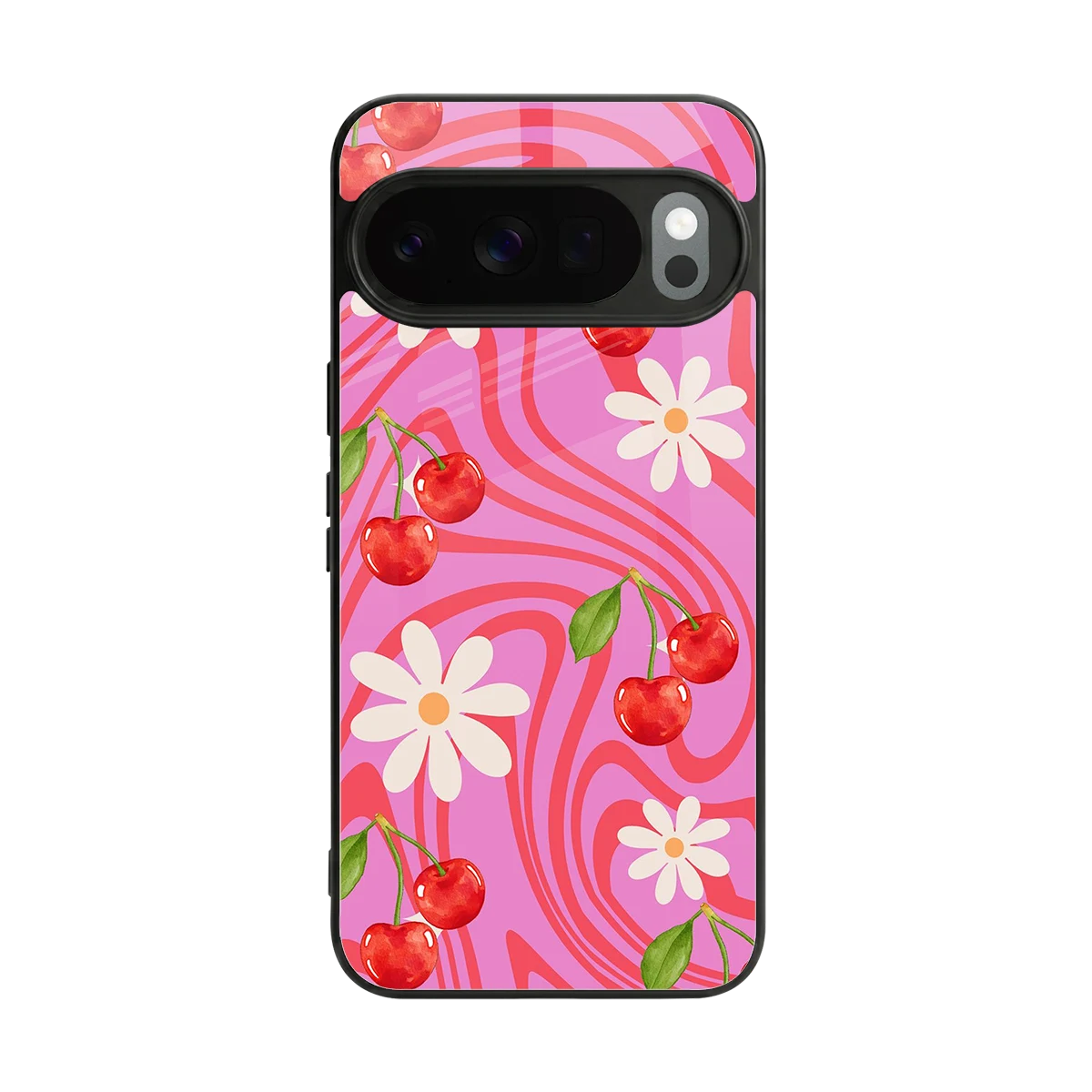 Floral Cherry back phone cover | glass case for google pixel 10 pro