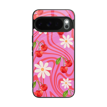 Floral Cherry back phone cover | glass case for google pixel 10 pro