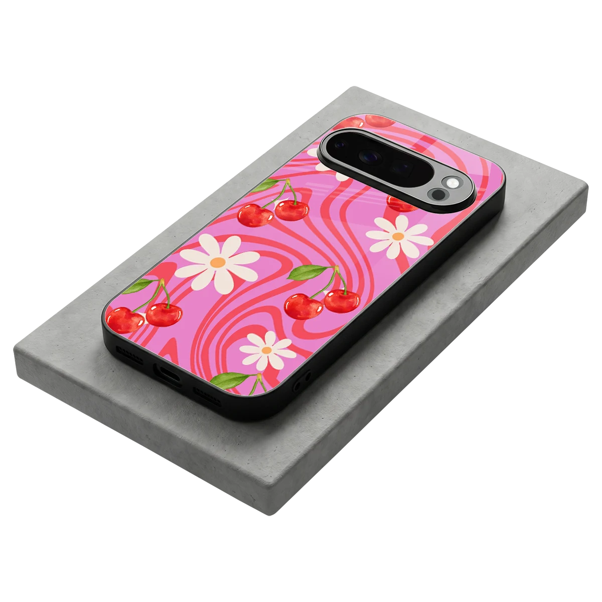 Floral Cherry stylish phone case for google pixel 10 pro | glossy glass and slim fit