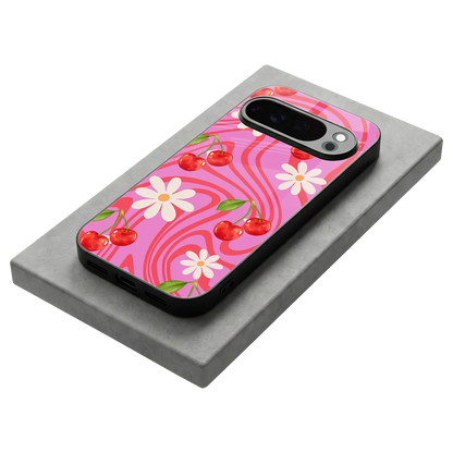 Floral Cherry stylish phone case for google pixel 10 pro | glossy glass and slim fit