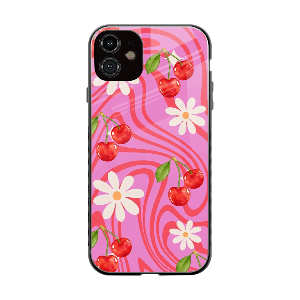 Floral Cherry back phone cover | glass case for iphone 12