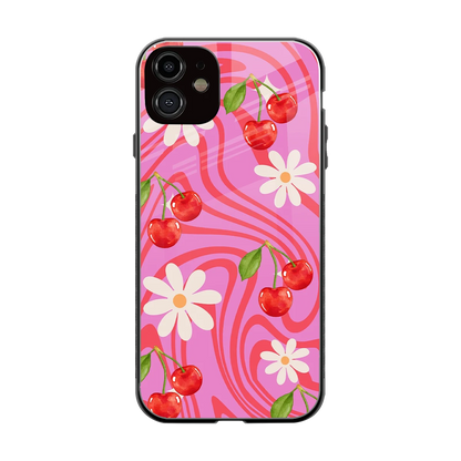 Floral Cherry back phone cover | glass case for iphone 12