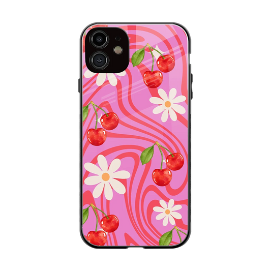 Floral Cherry back phone cover | glass case for iphone 12
