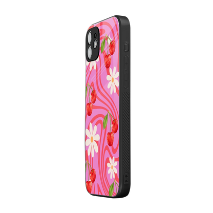 Floral Cherry iphone 12 mobile cover | shockproof glass phone case