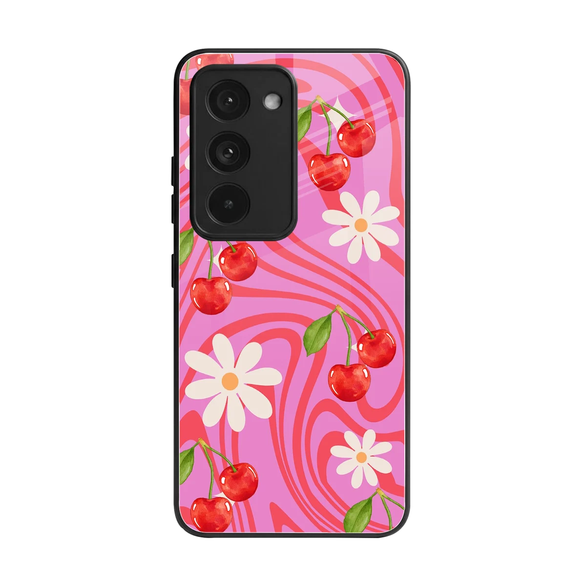 Floral Cherry back phone cover | glass case for redmi 15 5g