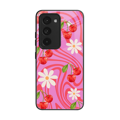 Floral Cherry back phone cover | glass case for redmi 15 5g