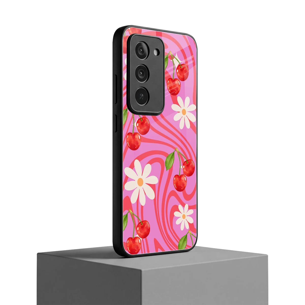 Floral Cherry redmi 15 5g mobile cover | shockproof glass phone case