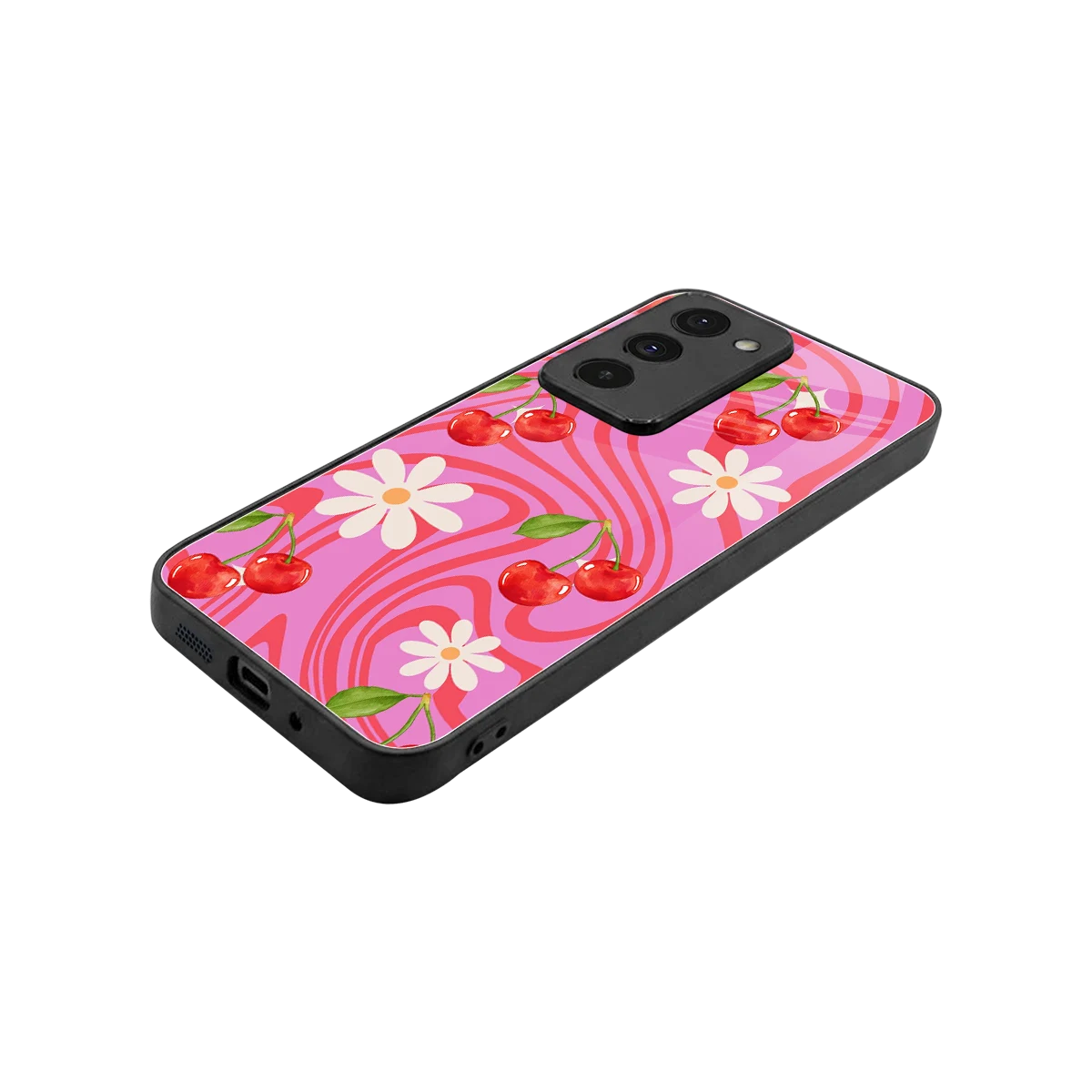 Floral Cherry stylish phone case for redmi 15 5g | glossy glass and slim fit