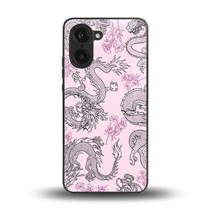 Floral Dragon back phone cover | glass case for oneplus nord ce5 5g
