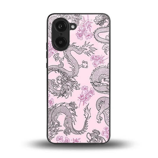 Floral Dragon back phone cover | glass case for oneplus nord ce5 5g