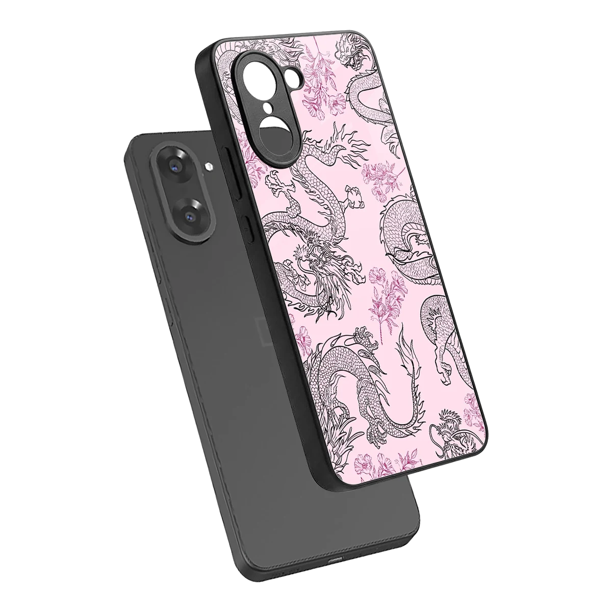 Floral Dragon sleek oneplus nord ce5 5g cover with tempered glass back and TPU edges
