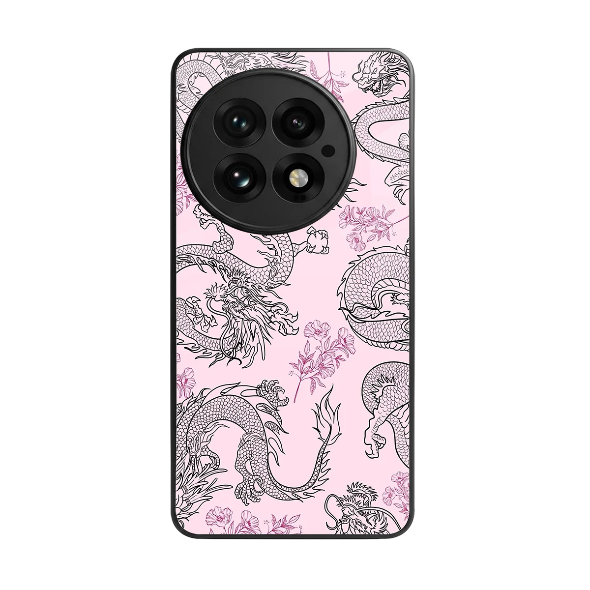Floral Dragon back phone cover | glass case for oneplus 13