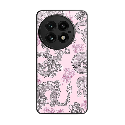 Floral Dragon back phone cover | glass case for oneplus 13