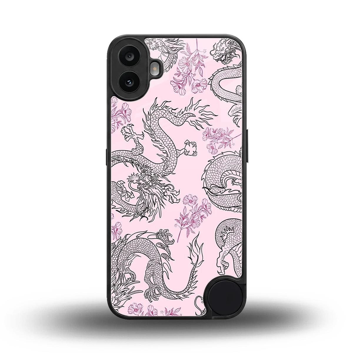 Floral Dragon back phone cover | glass case for cmf nothing phone 1