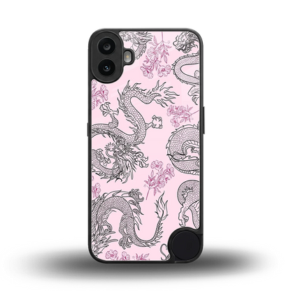 Floral Dragon back phone cover | glass case for cmf nothing phone 1