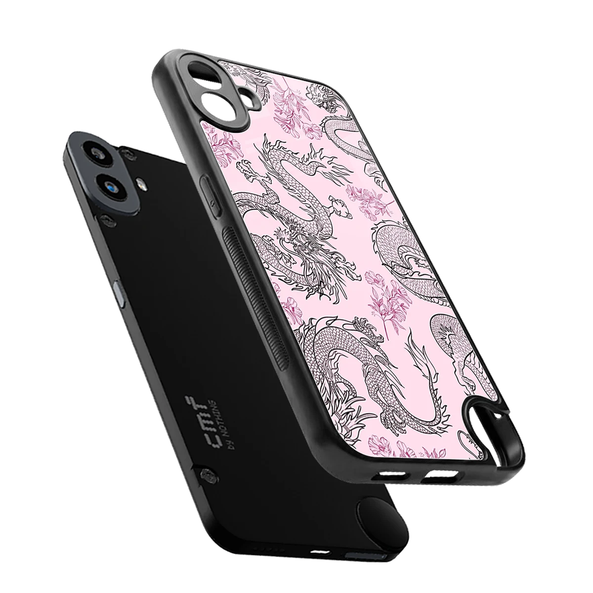 Floral Dragon sleek cmf nothing phone 1 cover with tempered glass back and TPU edges