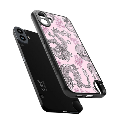 Floral Dragon sleek cmf nothing phone 1 cover with tempered glass back and TPU edges