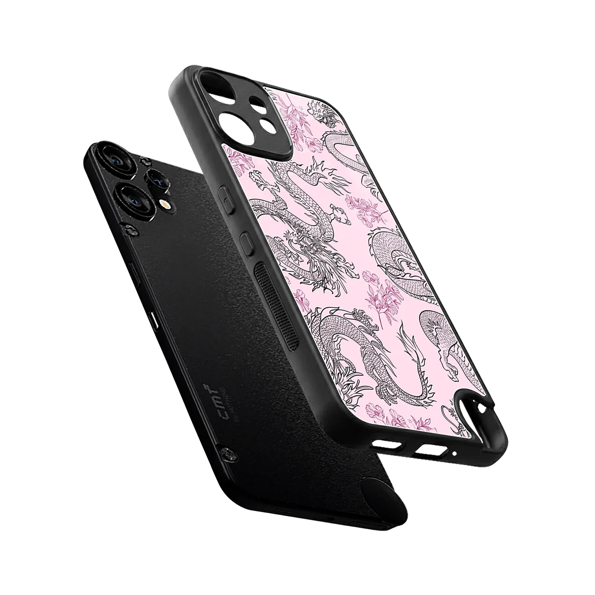 Floral Dragon sleek cmf nothing phone 2 pro cover with tempered glass back and TPU edges