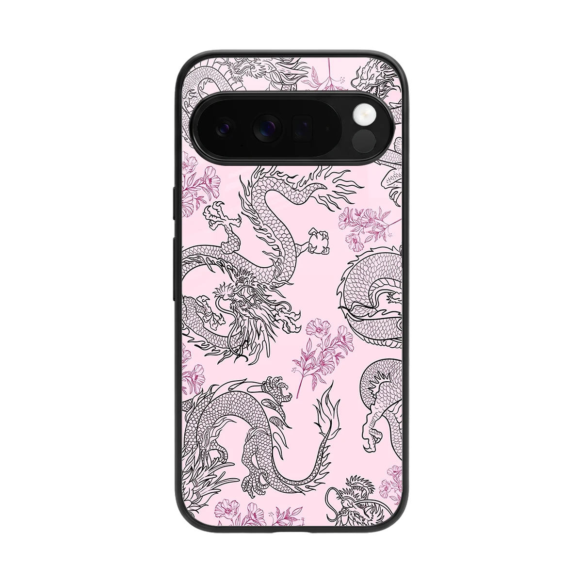 Floral Dragon back phone cover | glass case for google pixel 10 pro xl