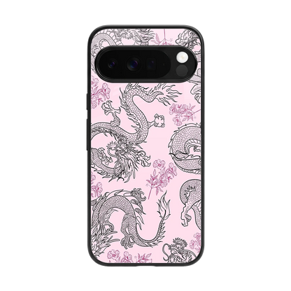 Floral Dragon back phone cover | glass case for google pixel 10 pro xl