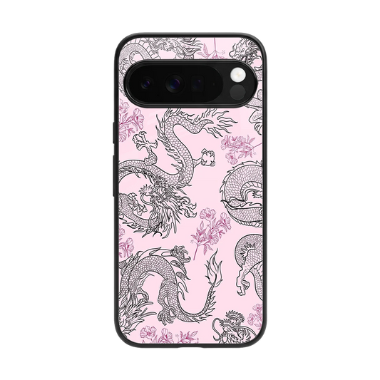 Floral Dragon back phone cover | glass case for google pixel 10 pro xl