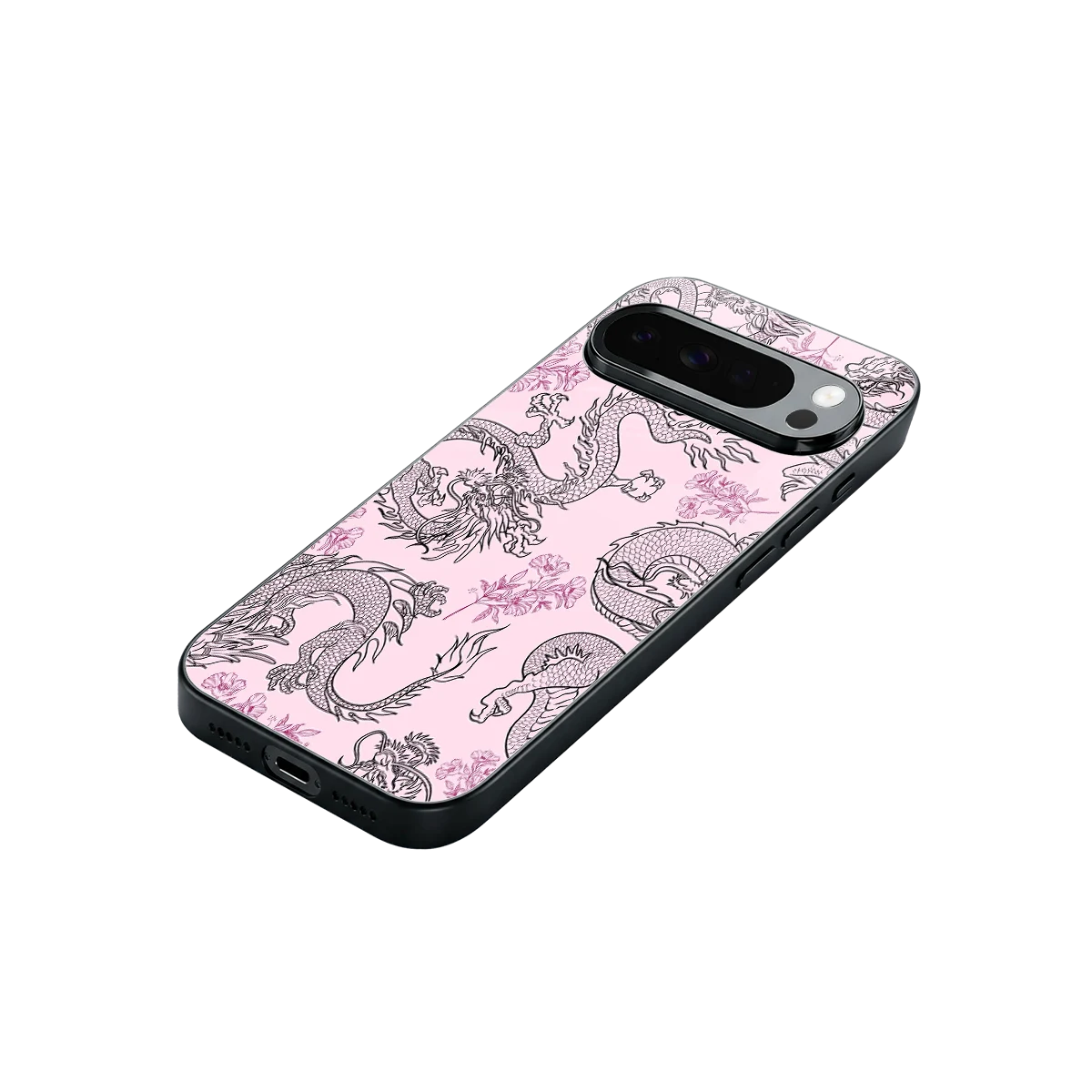 Floral Dragon stylish phone case for google pixel 10 pro xl | glossy glass and slim fit