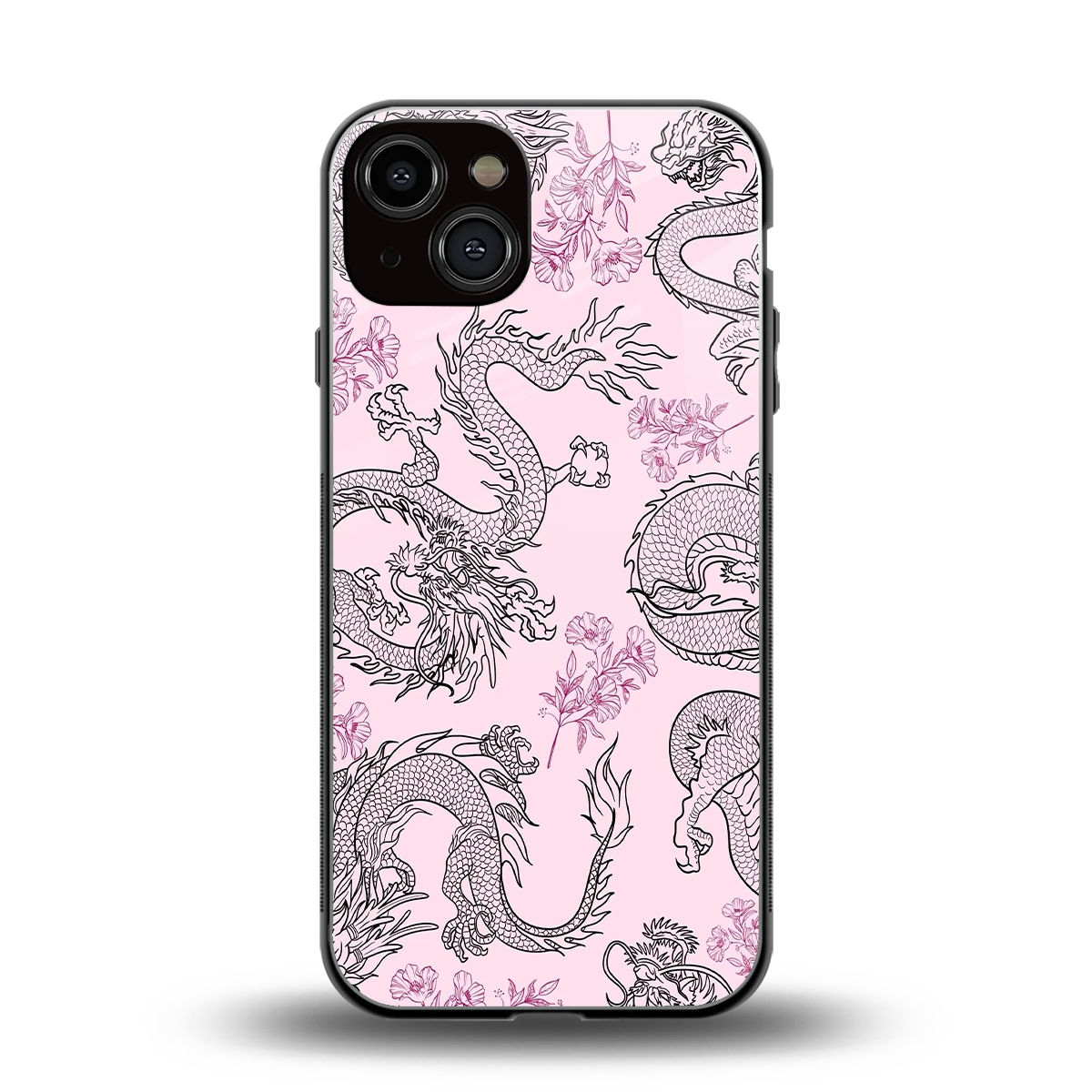 Floral Dragon back phone cover | glass case for iphone 14