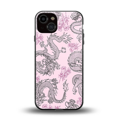 Floral Dragon back phone cover | glass case for iphone 14