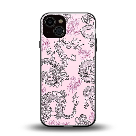 Floral Dragon back phone cover | glass case for iphone 14