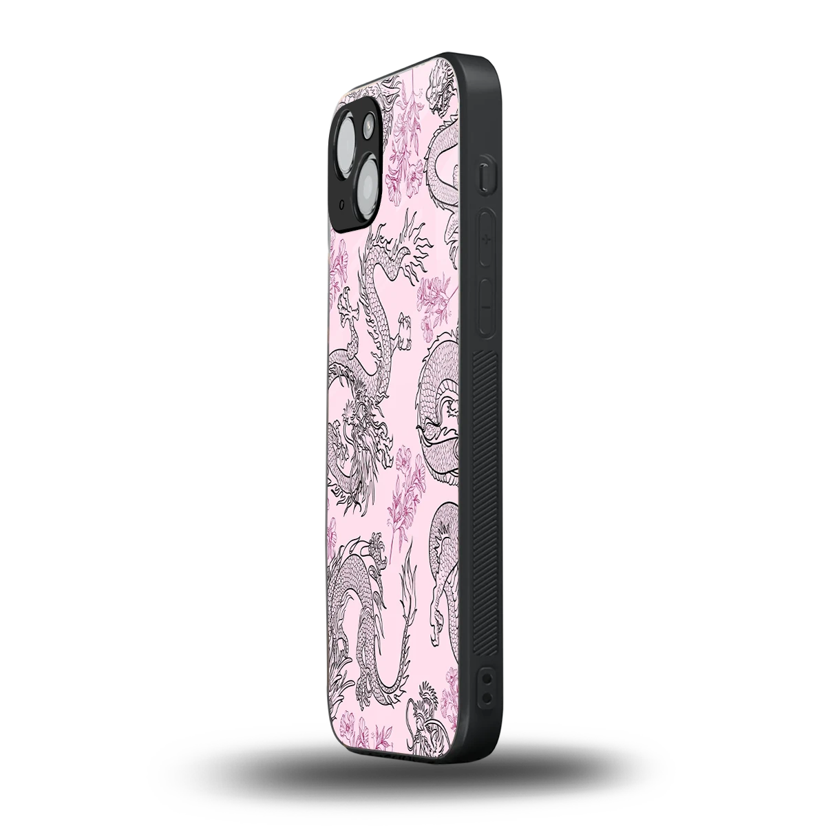 Floral Dragon iphone 14 plus mobile cover | shockproof glass phone case