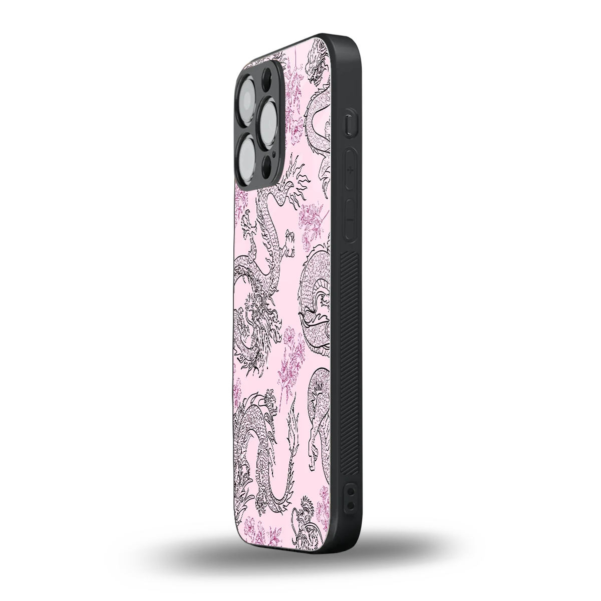 Floral Dragon iphone 15 pro max mobile cover | shockproof glass phone case