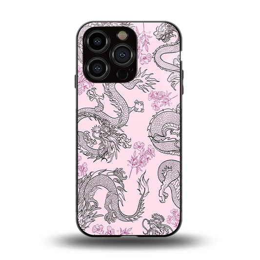 Floral Dragon back phone cover | glass case for iphone 15 pro