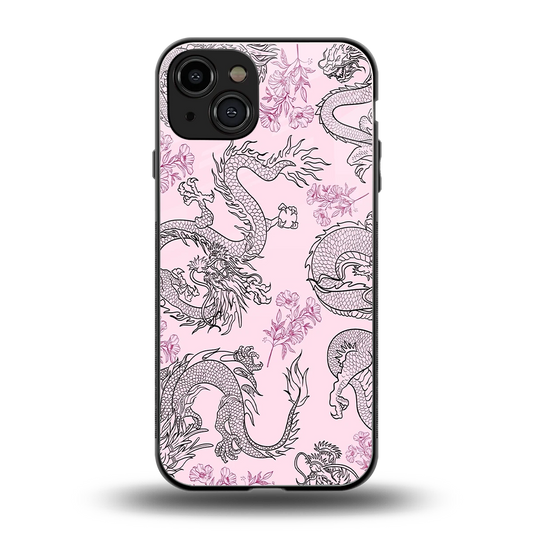 Floral Dragon back phone cover | glass case for iphone 15