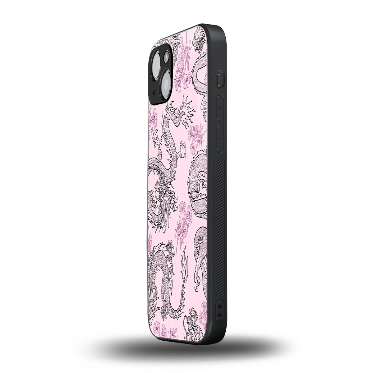 Floral Dragon iphone 15 mobile cover | shockproof glass phone case