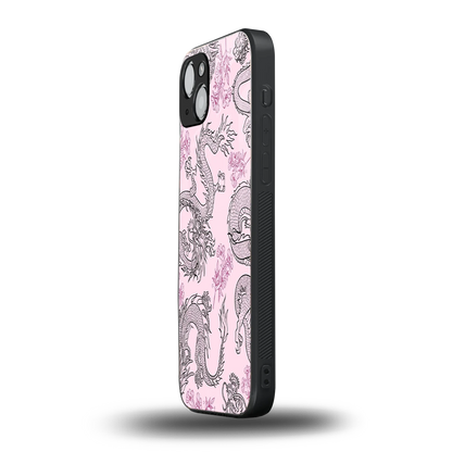 Floral Dragon iphone 15 mobile cover | shockproof glass phone case