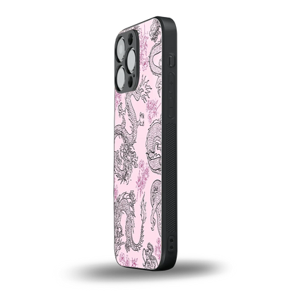 Floral Dragon iphone 16 pro max mobile cover | shockproof glass phone case