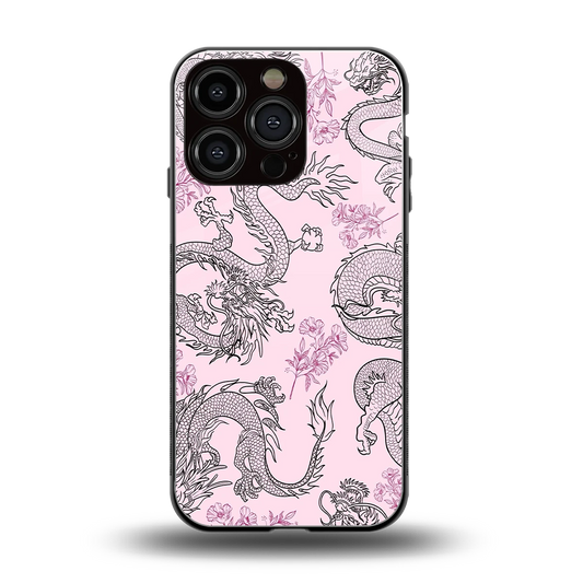 Floral Dragon back phone cover | glass case for iphone 16 pro