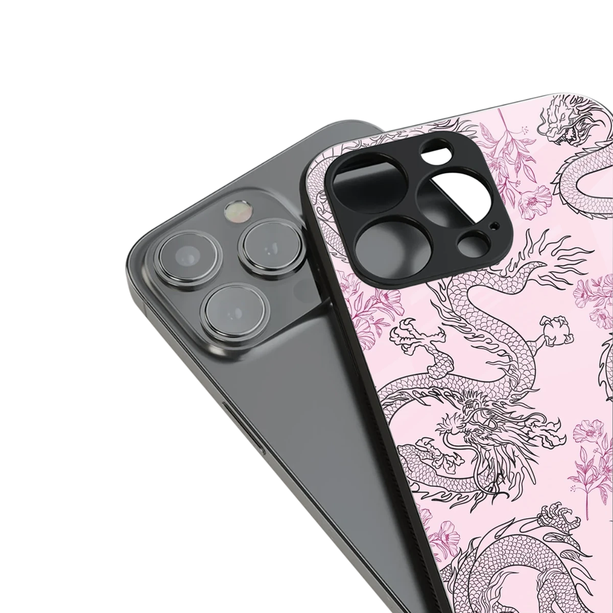 Floral Dragon stylish phone case for iphone 15 pro | glossy glass and slim fit