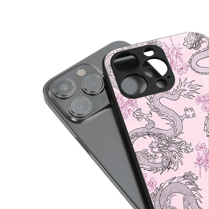 Floral Dragon stylish phone case for iphone 15 pro | glossy glass and slim fit