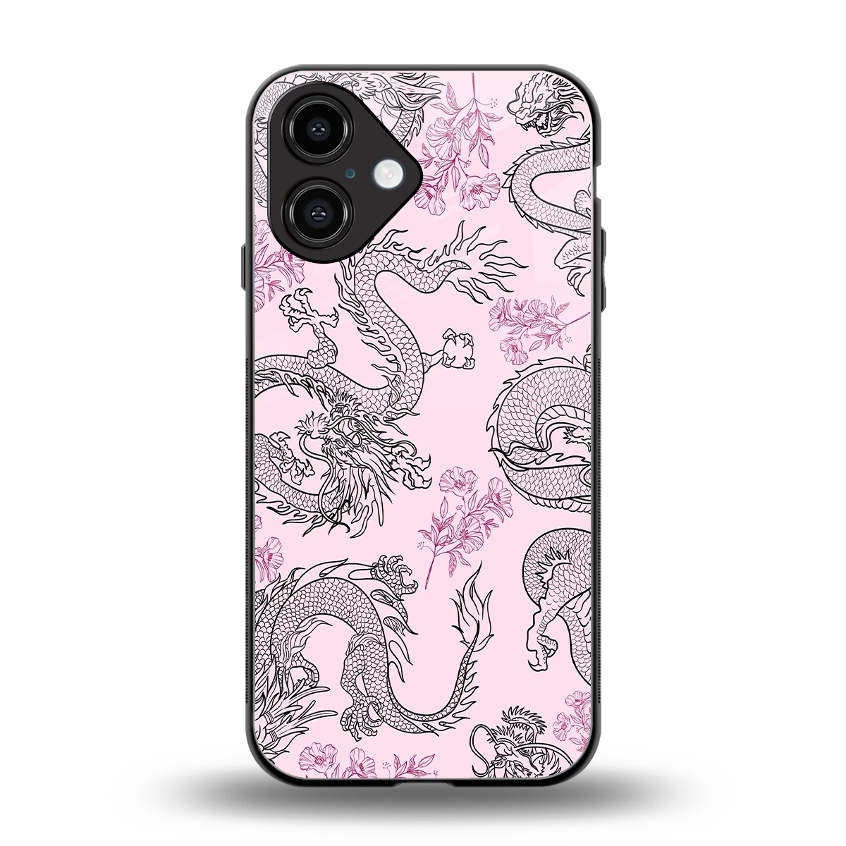 Floral Dragon back phone cover | glass case for iphone 16